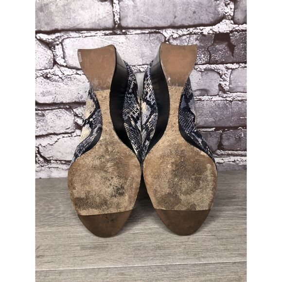 LANVIN Ivory Blue Leather Snake Skin Pumps High Wedges Shoes Women 40EU/9.5M US - Picture 6 of 16